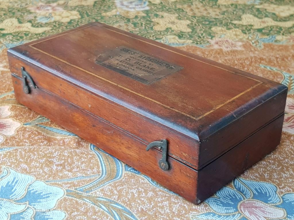 Mooie antieke Sikes London hydrometer uit Engeland in kistje, Ophalen of Verzenden