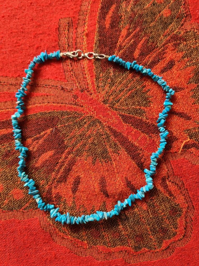Mooie halsketting turquoise 40 cm, Ophalen of Verzenden, Zo goed als nieuw