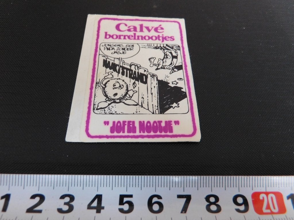 sticker Calvé borrelnootjes  Jofel nootje  KG371 *, Verzamelen, Ophalen, Zo goed als nieuw