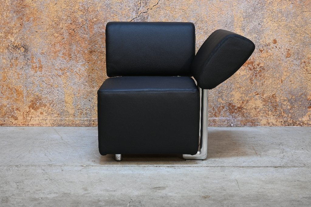 NIEUW beklede zwarte leren COR Clou design fauteuil, Leolux Gelderland Harvink Rolf Benz Jori Design on Stock Montis, 75 tot 100 cm