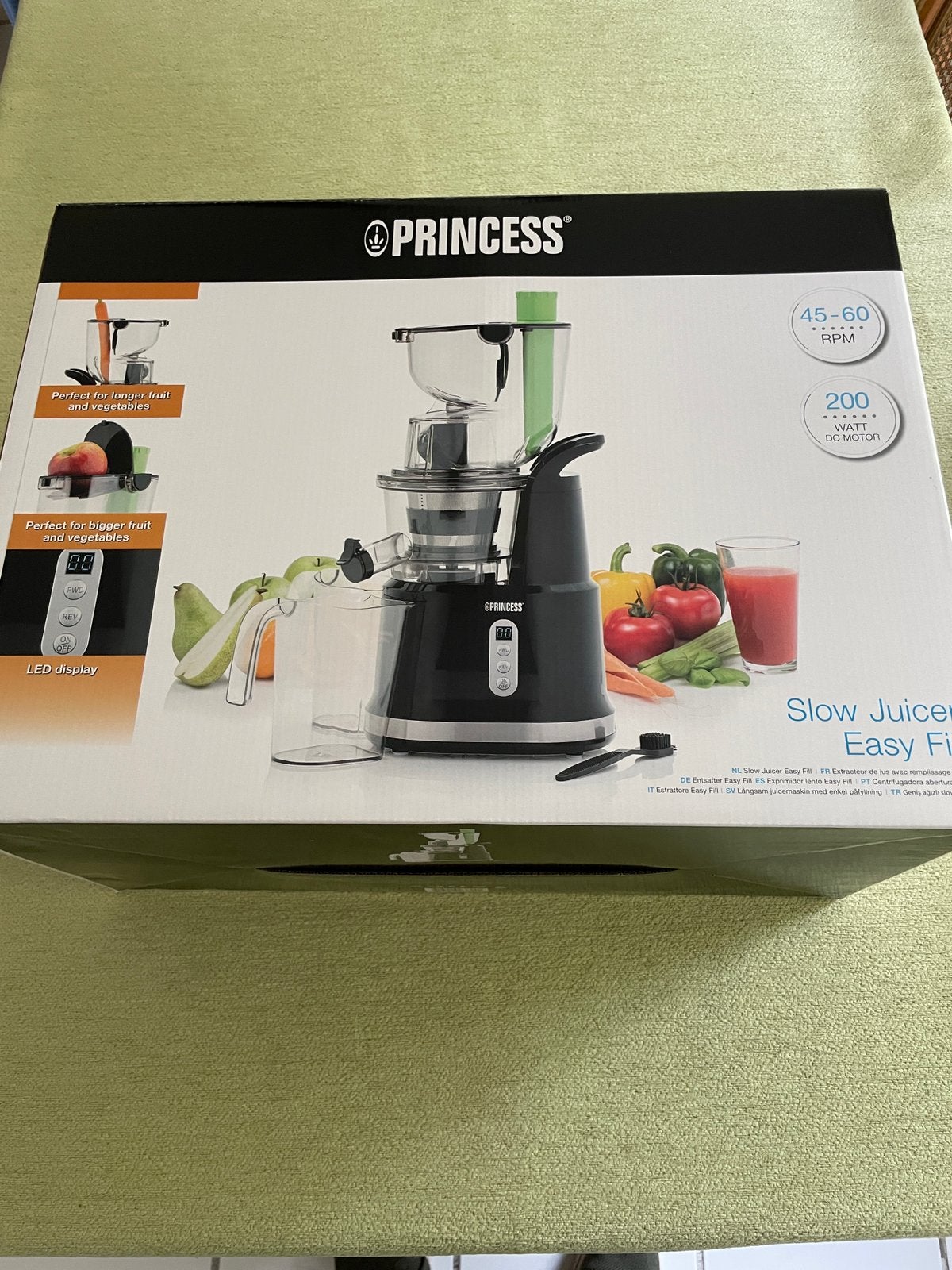 Princess slow juicer easy fill, Minder dan 1 liter, Ophalen, Nieuw, 3 snelheden of meer