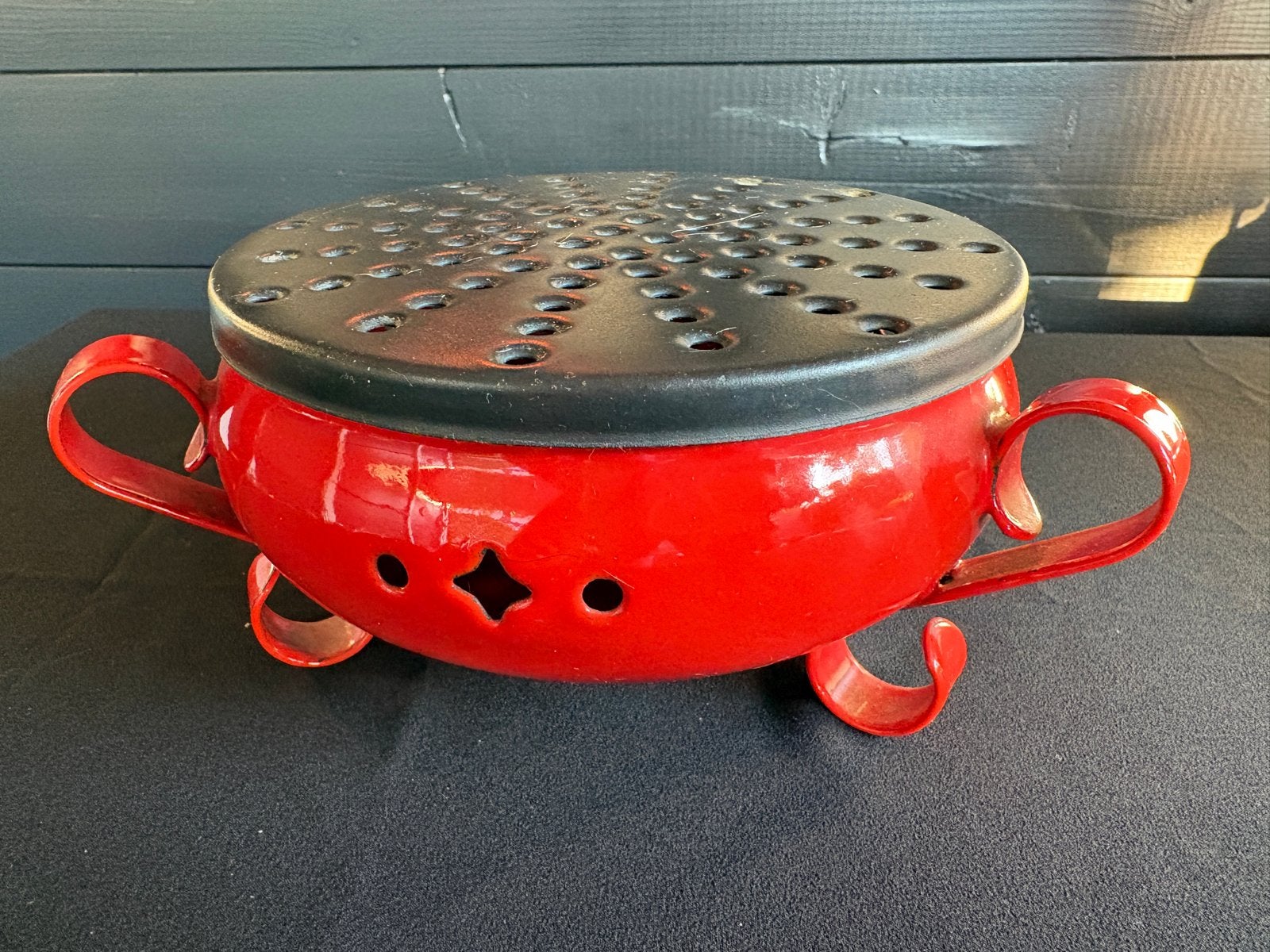 Vintage Emaille Rechaud / Warmhouder Rood Brocante, Antiek en Kunst, Ophalen of Verzenden
