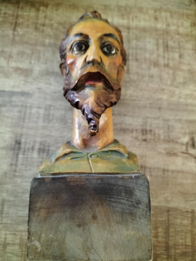 Handgesneden beelden van Don Quischot en Sancho Panza, Antiek en Kunst, Minder dan 20 cm, Handgemaakt, Buste, Ophalen of Verzenden