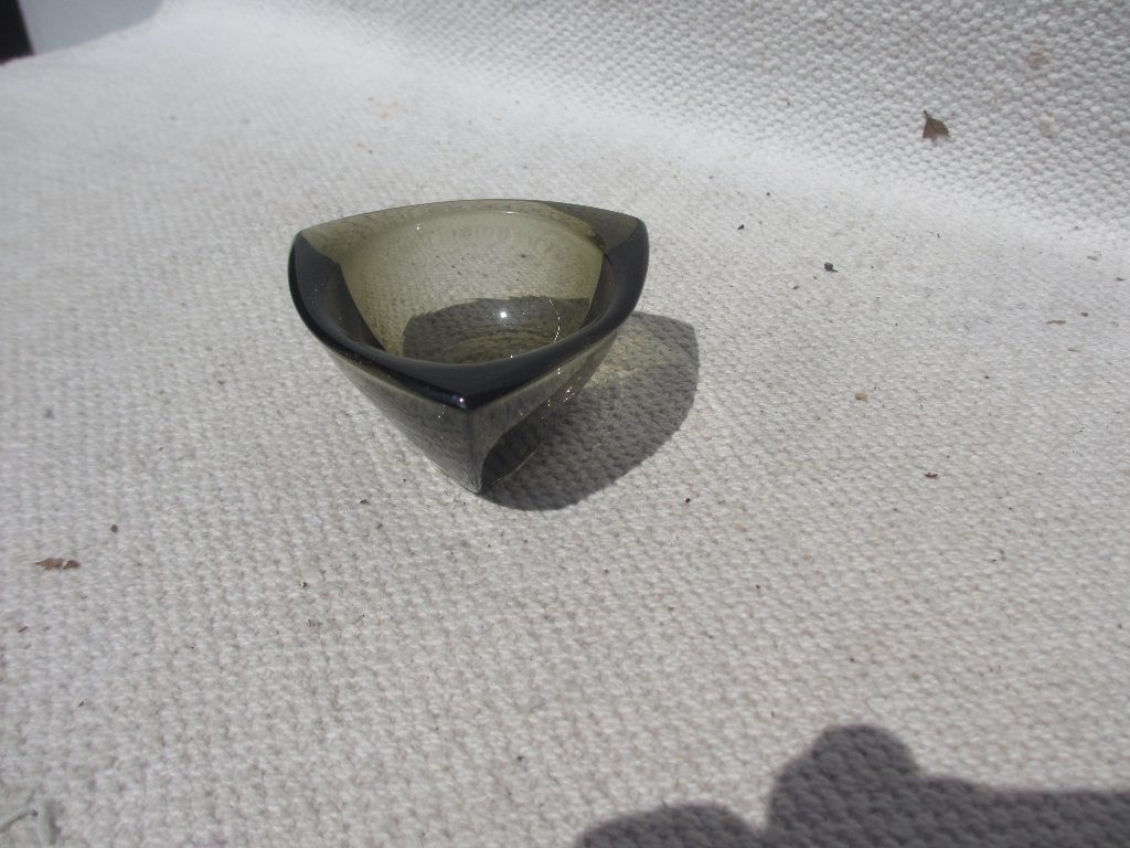 Vintage waxinelicht-houder Kaj Francke design jaren 50/60, Gebruikt, Waxinelichthouder, Ophalen of Verzenden, Glas