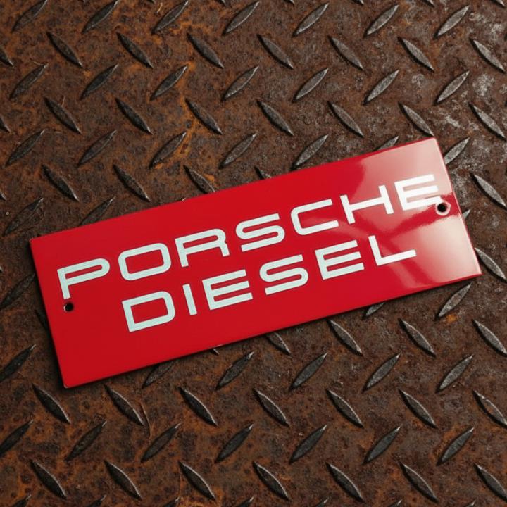 Emaille Schild PORSCHE DIESEL Dealer Reclamebord Vintage Oud, Verzenden, Gebruikt, Reclamebord