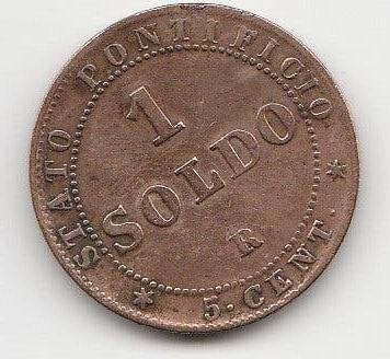 1 Soldo 5 centesimi Pius IX R 1867 Pauselijke Staten, Ophalen of Verzenden, Italië, Losse munt