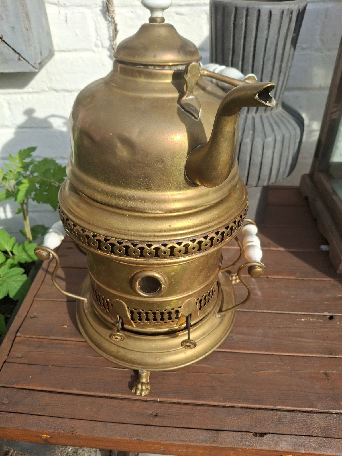 Antieke koperen samovar/theeketel, Antiek en Kunst, Ophalen