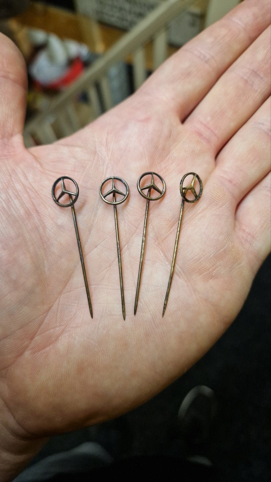 4 x mercedes speld zilver, Ophalen of Verzenden, Zo goed als nieuw, Transport