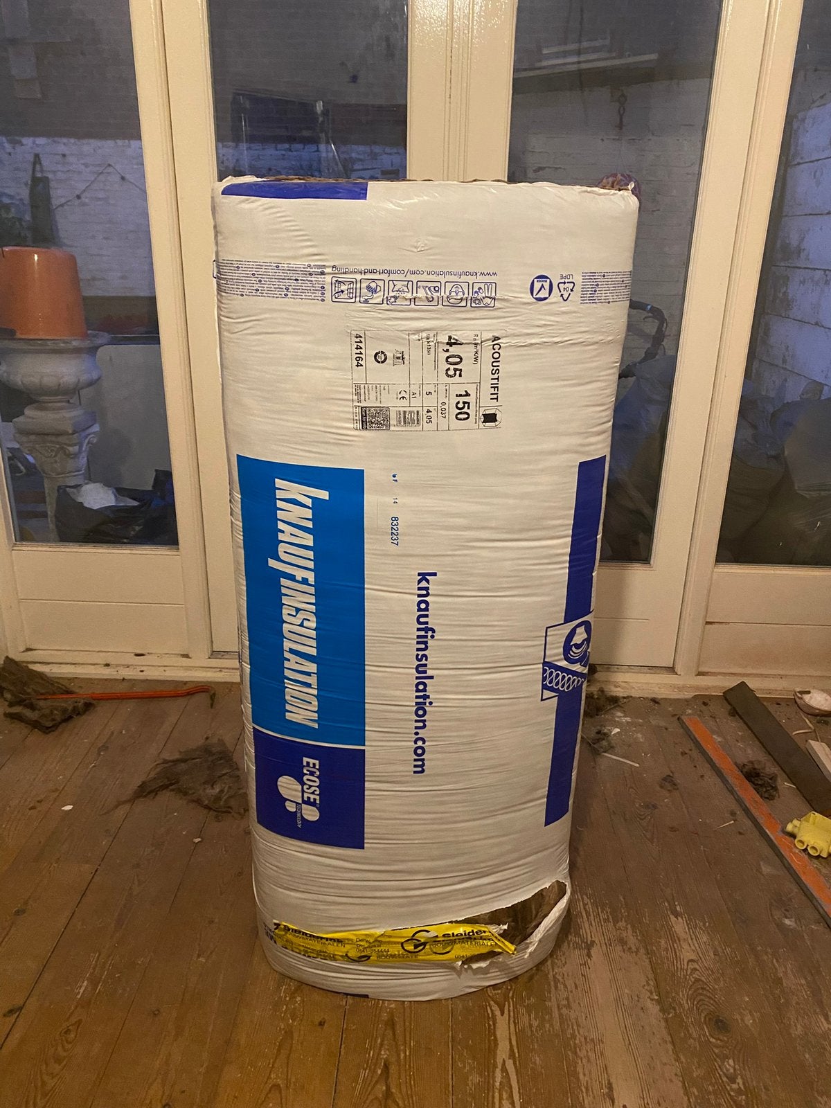 1 aangebroken pakket 150mm acoustifit glaswol, Doe-het-zelf en Verbouw, Isolatie en Afdichting, Ophalen, 12 cm of meer, Nieuw
