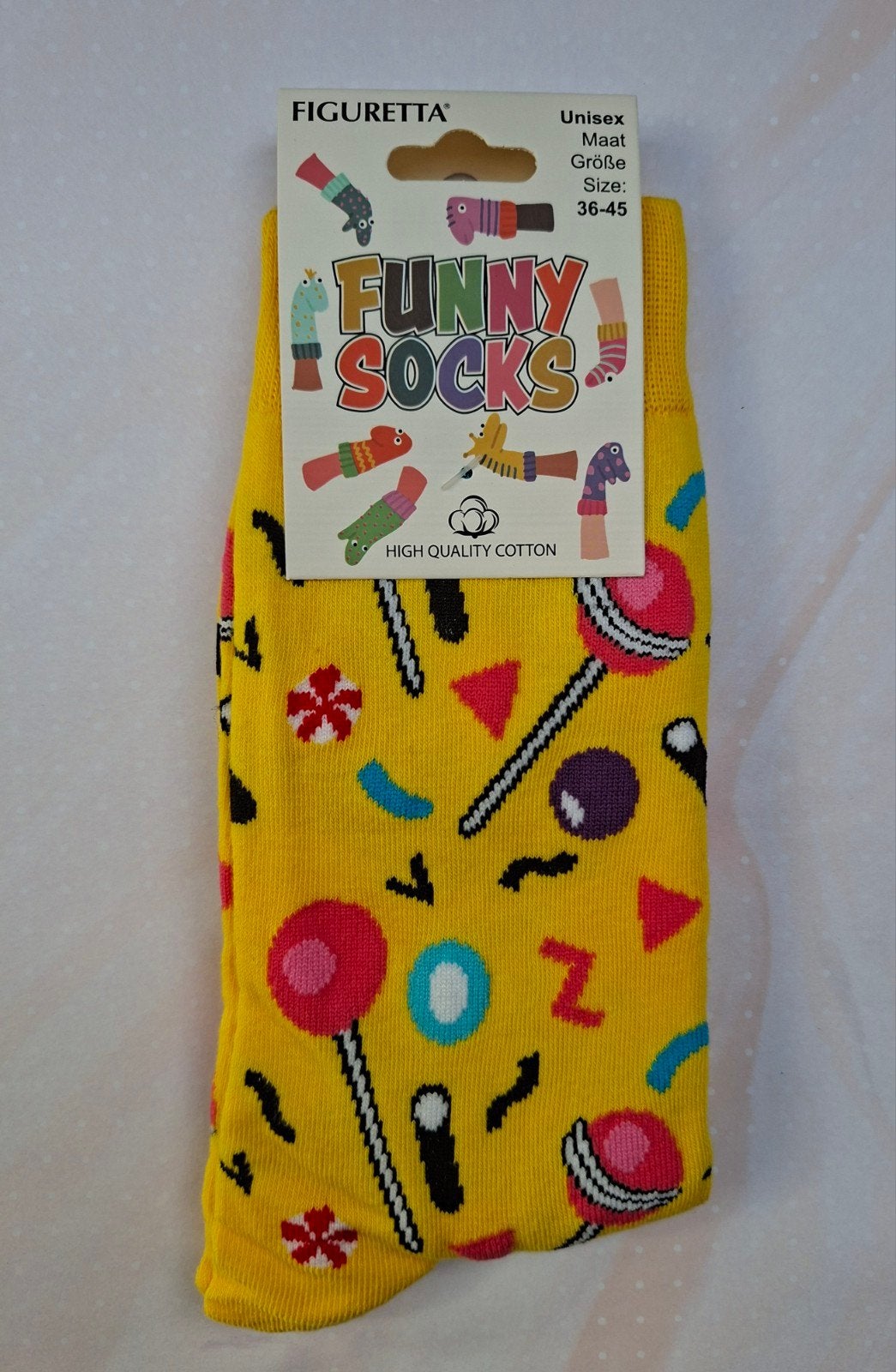 Funny Socks; One Size (Lolly-print), Sokken en Kniesokken, Overige kleuren, Nieuw, Overige maten