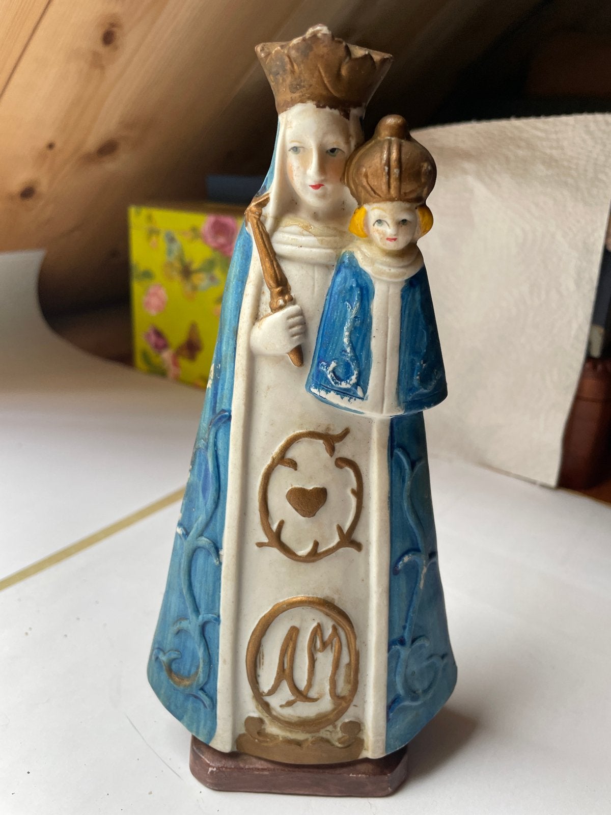 Vintage Mariabeeld met kindje Jezus - Religieuze decoratie, Ophalen