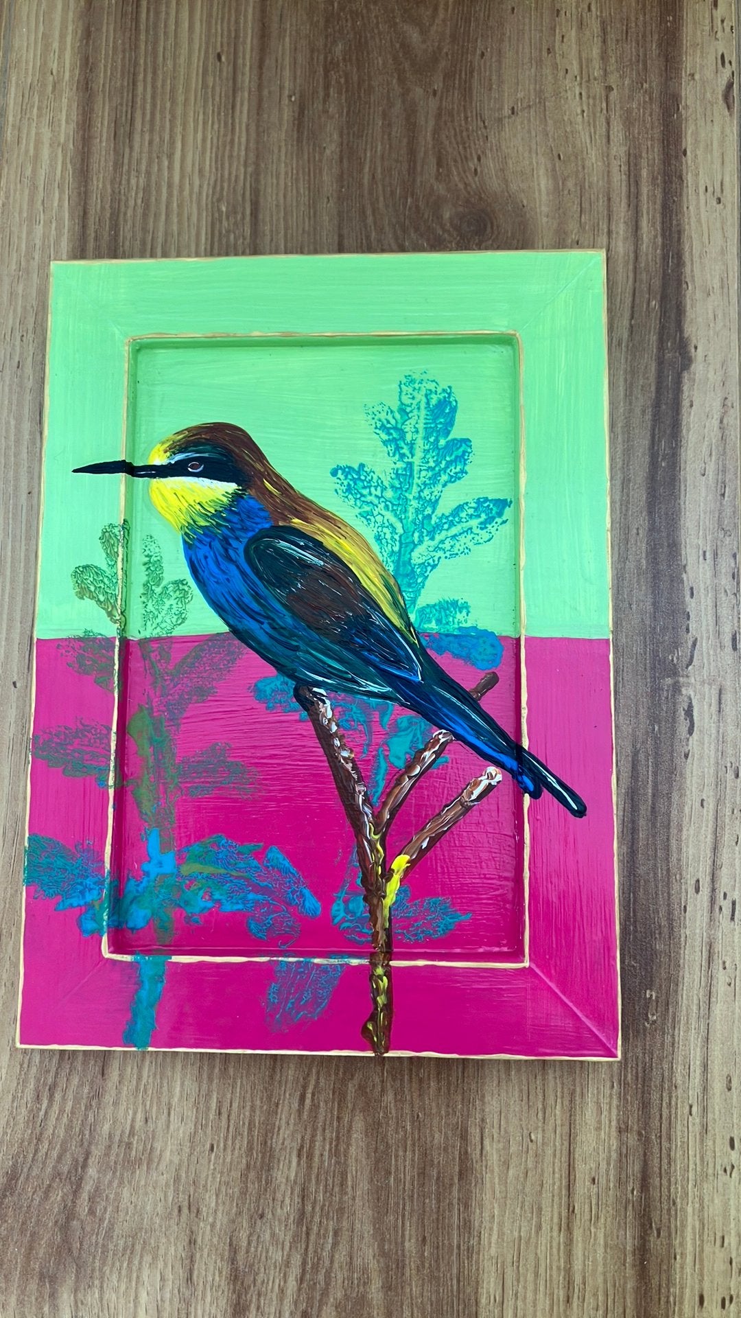 Hand beschilderd lijstje vogel bijeneter, Ophalen of Verzenden