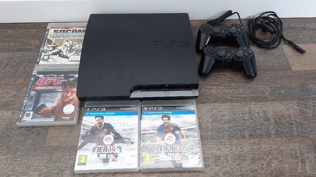 Playstation 3 Slim 160GB met 2 Controllers en Spelen, Spelcomputers en Games, Spelcomputers | Sony PlayStation 3, Met 2 controllers