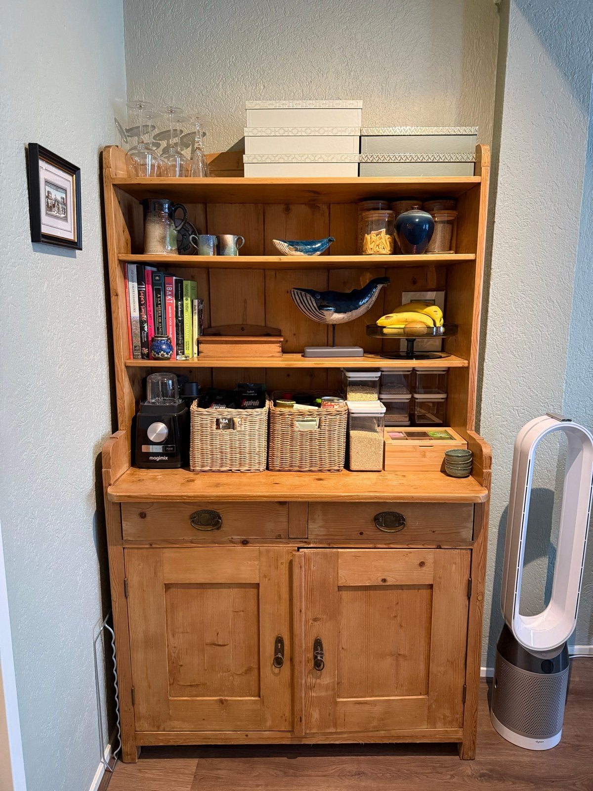 Massief grenen dressoir/buffetkast met open schappen, Ophalen, Gebruikt