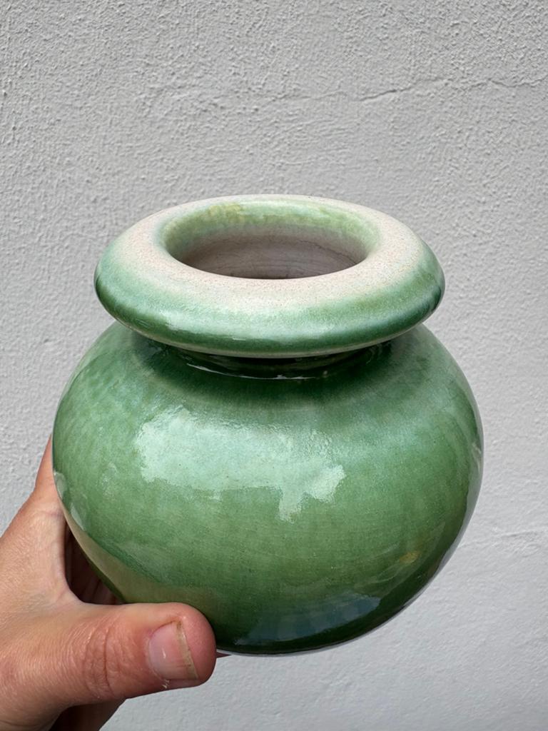 Jaren 70 retro groen vintage vaas, Antiek en Kunst, Ophalen of Verzenden