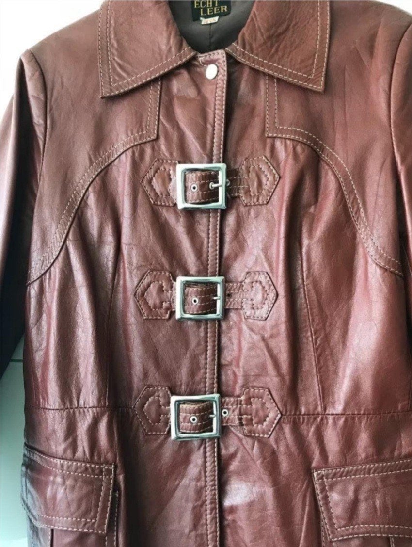 Leren Jaren 70 Jas, Kleding | Dames, Ophalen of Verzenden, Zo goed als nieuw, Maat 38/40 (M), Overige kleuren