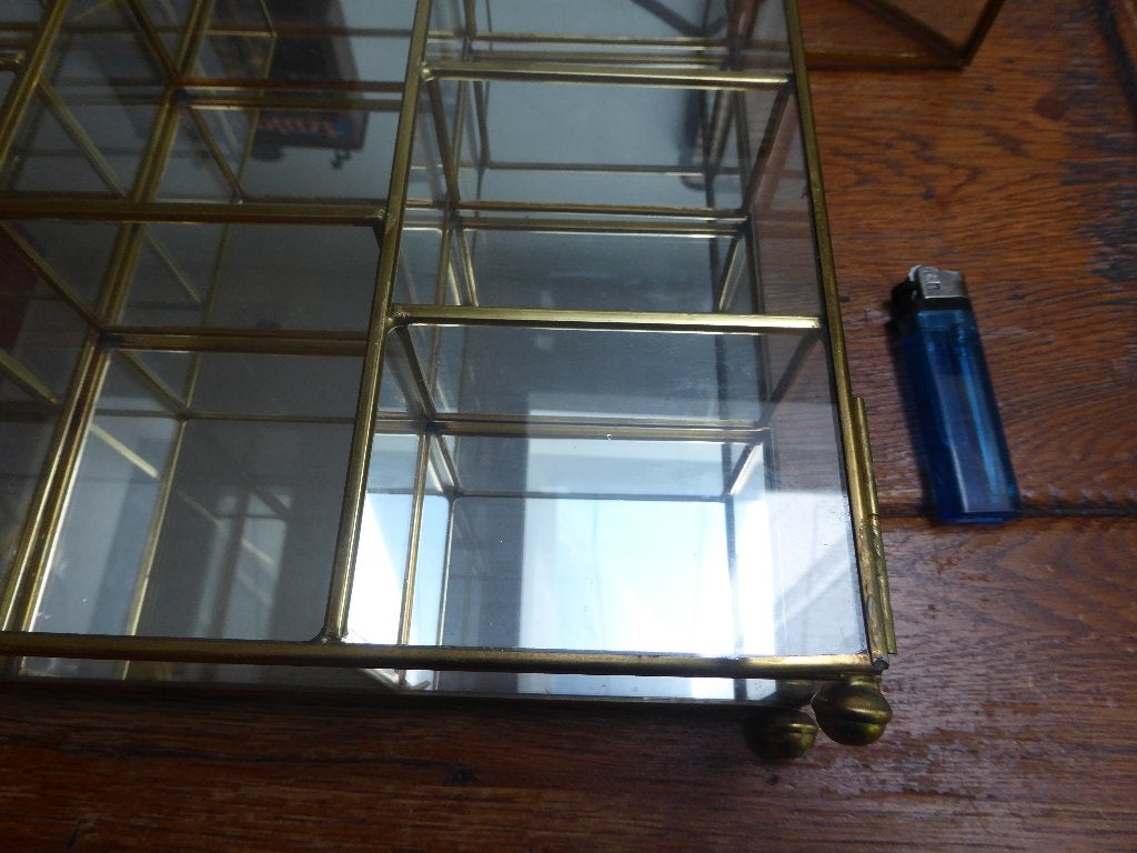 Vintage glas in koper kastje, huis, Ophalen of Verzenden
