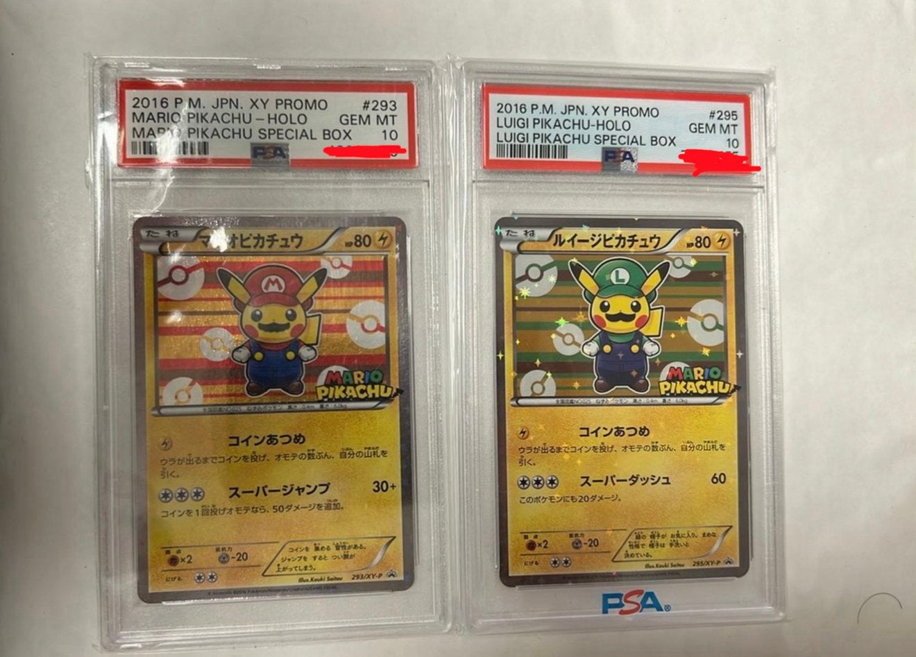 Mario & Luigi Pikachu Holo PSA 10 Pokémon Kaarten, Ophalen of Verzenden, Nieuw, Meerdere kaarten, Foil