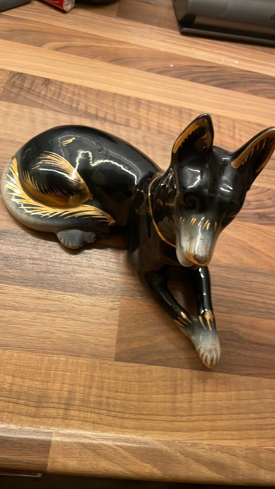 Prachtig Vintage Keramiek Beeld Herder H. Bequet (Model 336), Ophalen of Verzenden, Zo goed als nieuw, Hond of Kat, Beeldje of Figuurtje