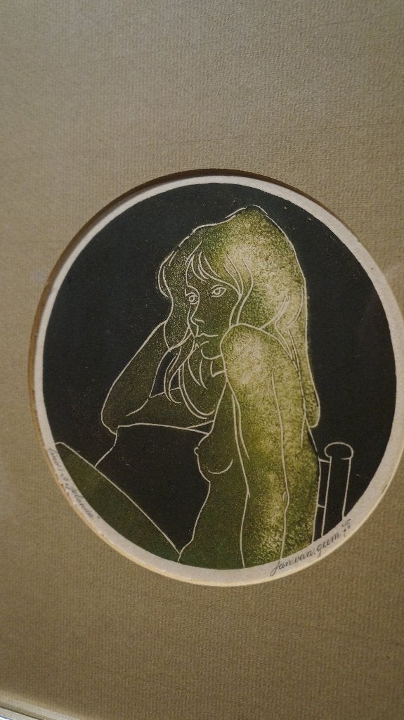 Hollands Impressionisme Jan van Geem 1919 Limosnede Lino Art, Ophalen, Overige technieken, Klassiek, Papier