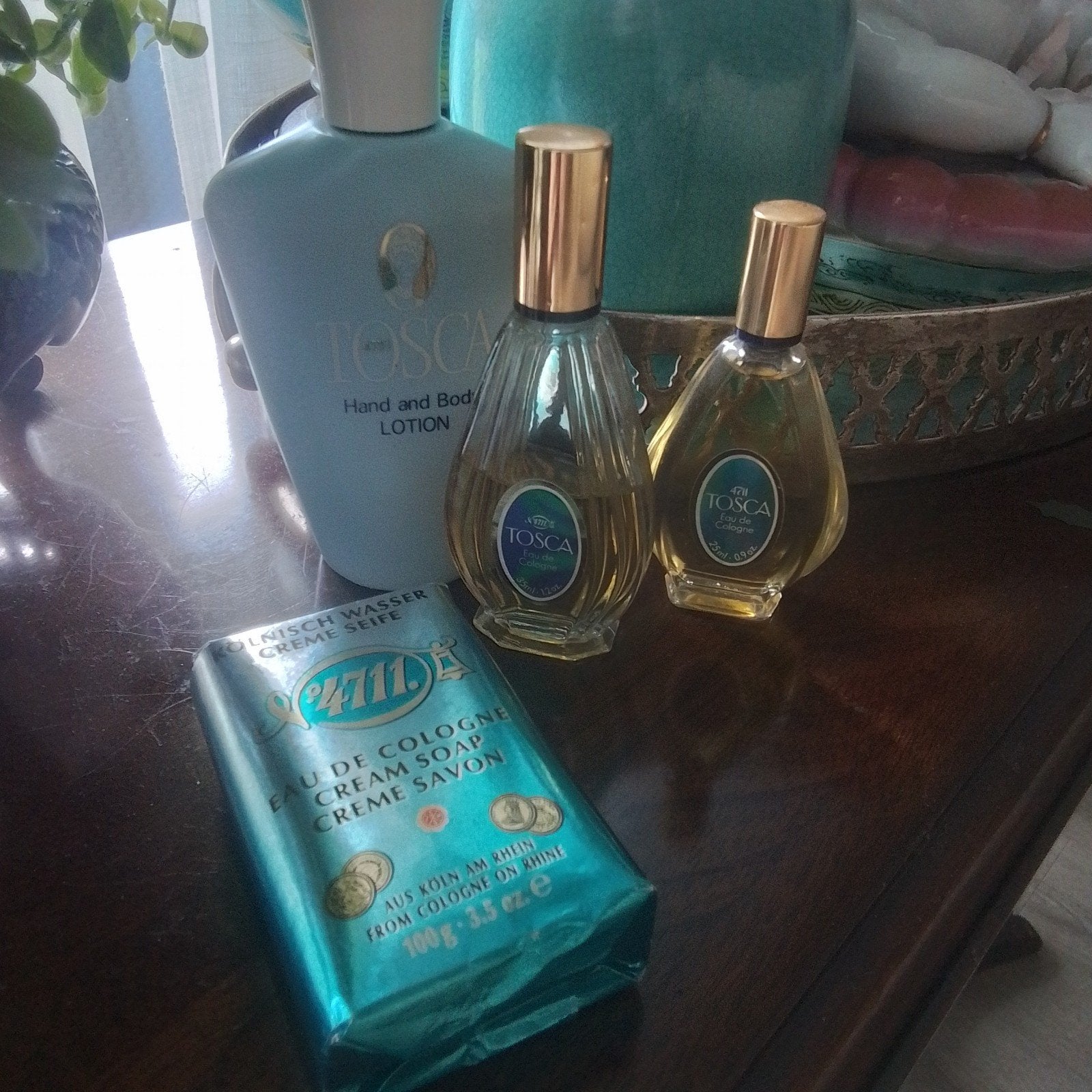 Vier stuks vintage 4711, Tosca, Verzamelen, Ophalen of Verzenden, Parfumfles