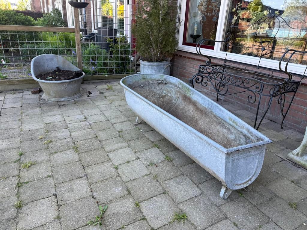Zinken bad 1.70 lang 3 afwatering gaatjes, Ophalen, Minder dan 30 cm, Rond, Zo goed als nieuw