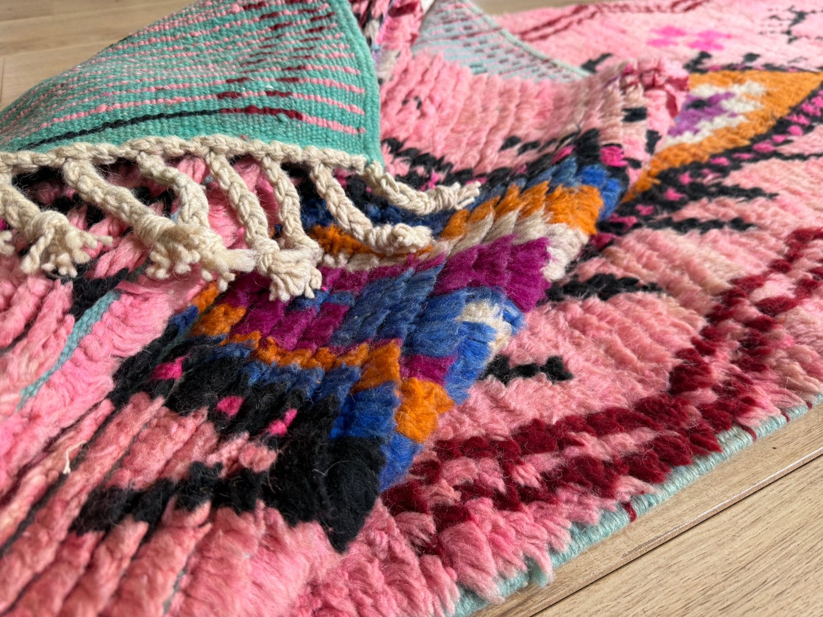 Vintage Marokkaanse Boujaad loper – 418 x 79 cm, Bohemian | Eclectisch | Vintage | Marokkaans, Blauw, Info@bababoho.com, 1053ML Amsterdam