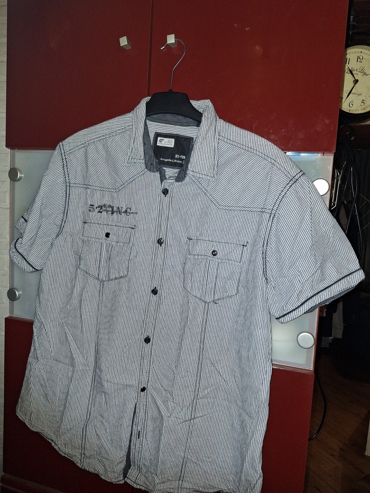 Angelo Litrico herenoverhemd, Kleding | Heren, Overhemden, Ophalen of Verzenden, Zo goed als nieuw, Blauw, Halswijdte 43/44 (XL)