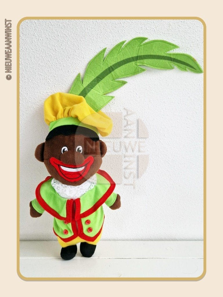 Nostalgische vintage Piet-pop - groen/geel - 35cm, Verzenden, Nieuw