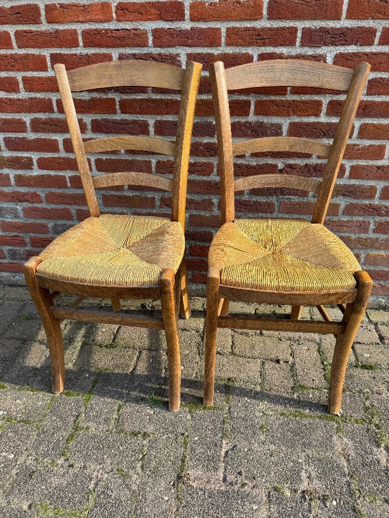 Houten stoelen met rieten zitting, Ophalen, Gebruikt, Twee, Bruin