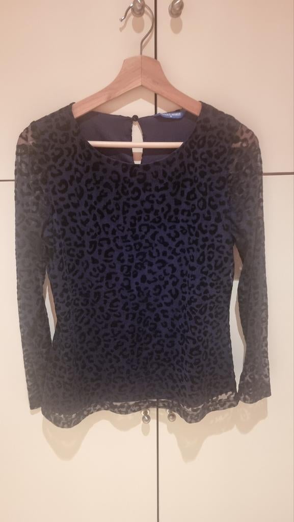 Blauwe blouse met luipaardprint - Miller & Monroe, Kleding | Dames, Maat 38/40 (M), Blauw, Ophalen of Verzenden, Zo goed als nieuw