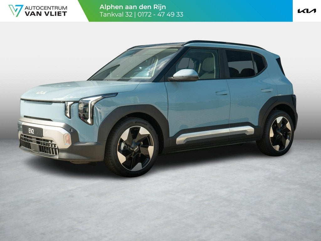 Kia EV2 Plus Advanced 42.2 kWh | Schuifkanteldak | Stoel en, Auto's, Kia, Stof, Overige modellen, Blauw, 1545 kg