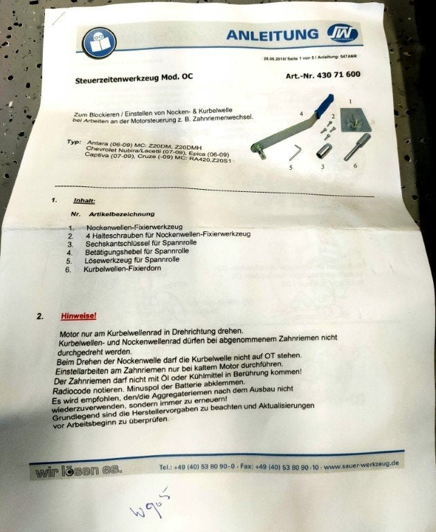Sauer Werkzeug timingset Opel, Chevrolet, Nieuw, Ophalen of Verzenden, /, Sauer Werkzeug