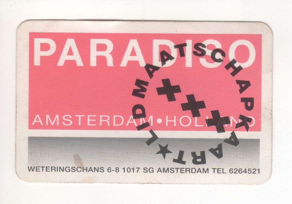 lidmaatschapskaart Paradiso 24 oktober 1996 (TK 36), Ophalen of Verzenden