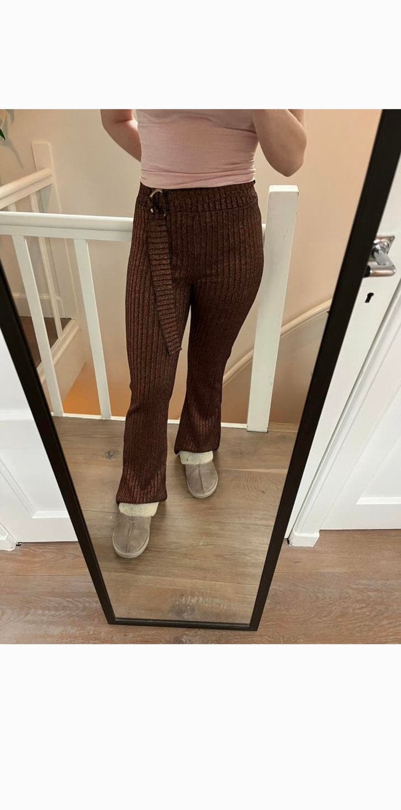 Glitter broek bruin Zara maat S / 36, Kleding | Dames, Broeken en Pantalons, Ophalen, Bruin, Zo goed als nieuw, Maat 36 (S)