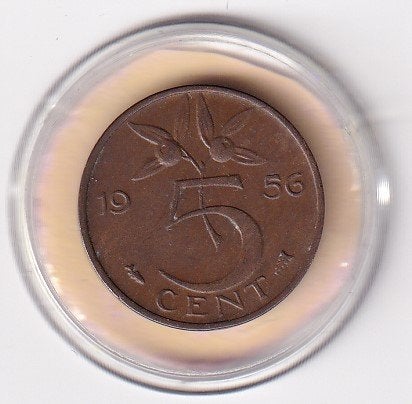 5 Cent 1956  Zeer Fraai, Verzenden, Koningin Juliana, 5 cent, Losse munt