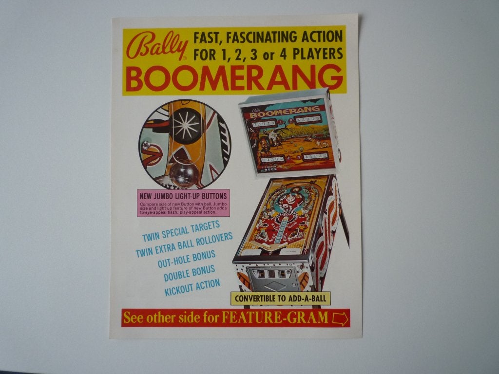 Bally Flyer Pinball Boomerang 1974, Ophalen of Verzenden, Zo goed als nieuw