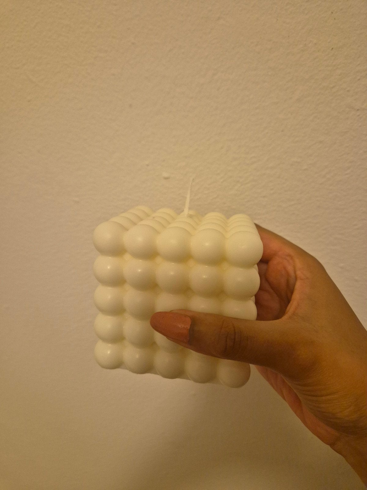 Witte Bubble Kaars - Decoratieve Kubus Kaars, Ophalen of Verzenden, Kaars, Wit, Overige merken
