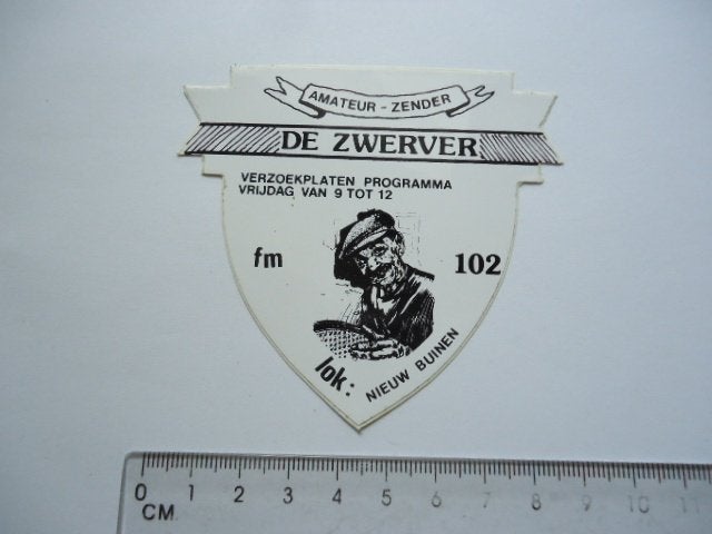 sticker oud PIRAAT RADIO zender nieuw buinen Zwerver retro, Verzamelen, Verzenden, Zo goed als nieuw, Bedrijf of Vereniging