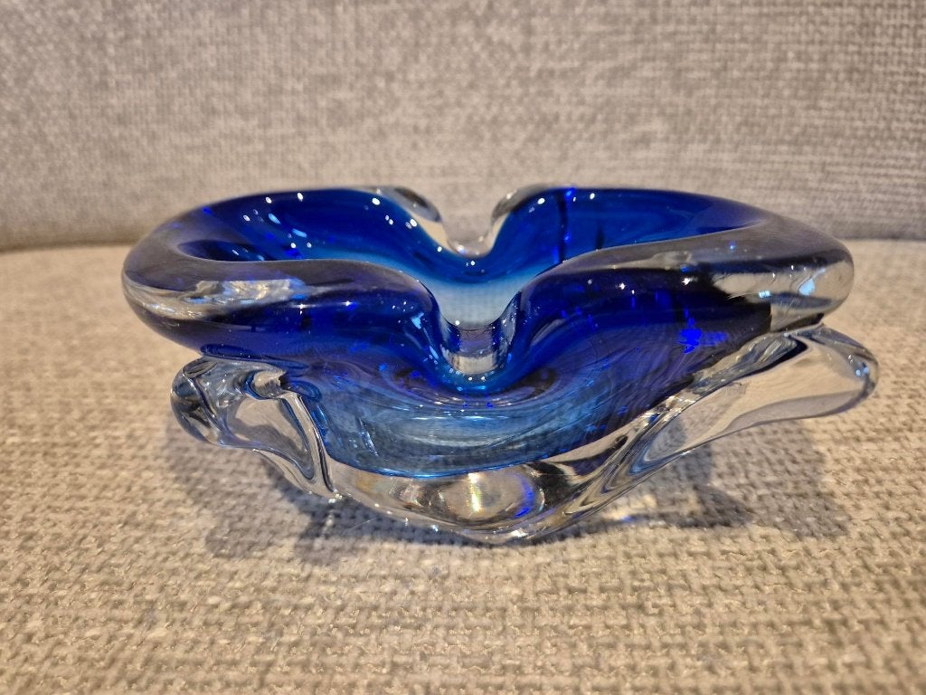 Kleurrijke verfijnde asbak in Murano glas kobaltblauw, Ophalen of Verzenden