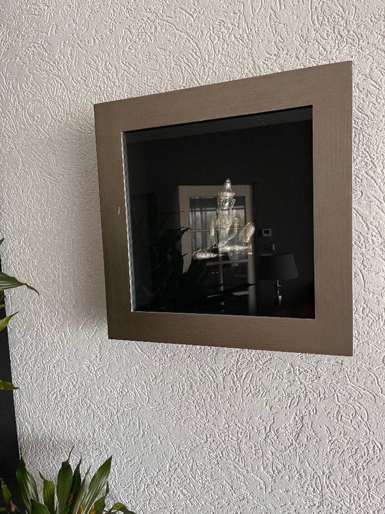 Zwevend Buddhabeeld in metalen frame, Ophalen