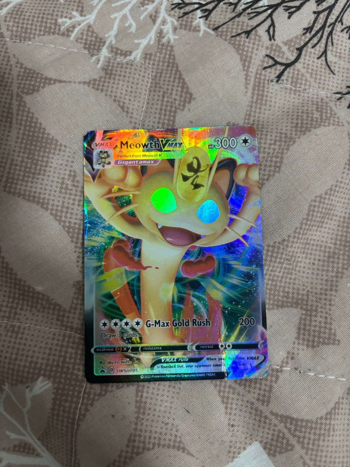 Meowth VMAX Pokémon Kaart, Ophalen, Zo goed als nieuw, Losse kaart, Foil