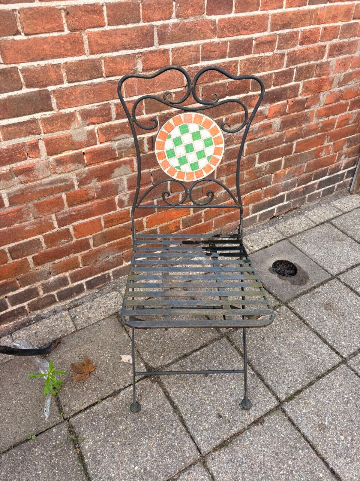 Bistroset met mozaïek tafel en stoelen, Tuin en Terras, Ophalen, Gebruikt, Metaal