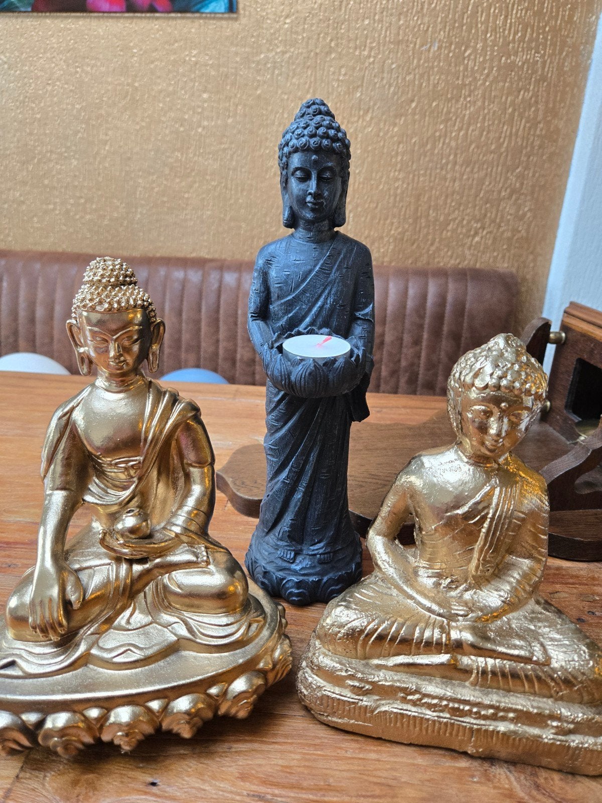 3 Toffe Boeddha Beelden! Zwart en Goud, Ophalen of Verzenden, Gebruikt