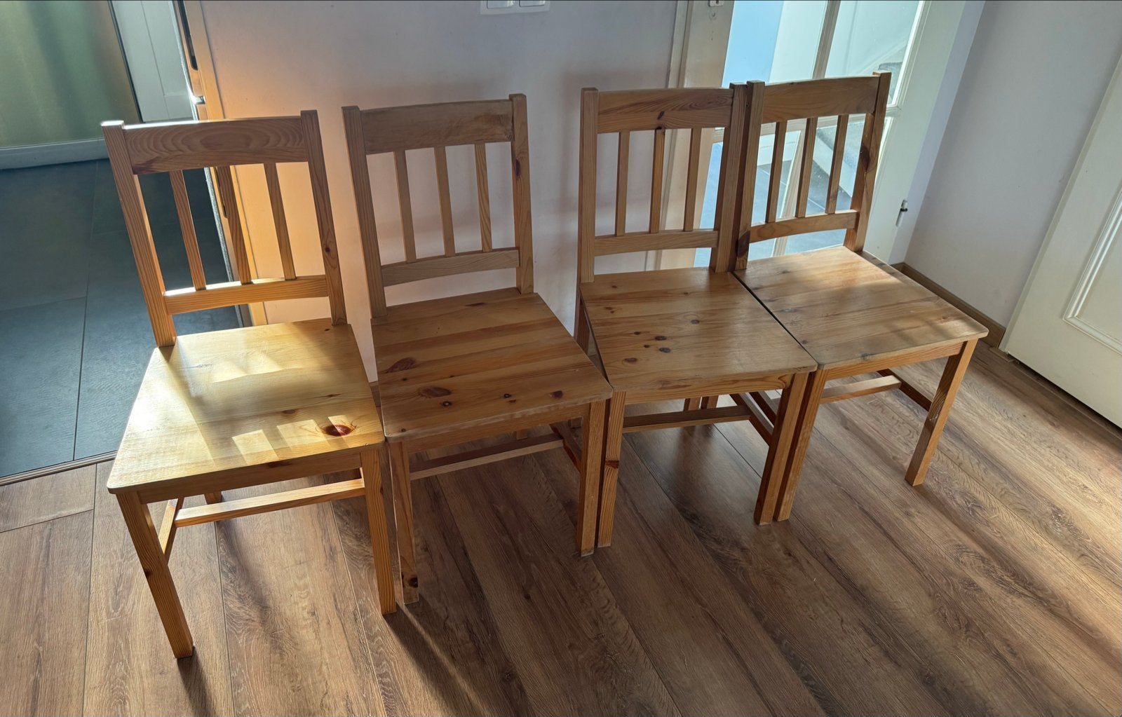 Set van 4 houten eetkamerstoelen - Gebruikt, Ophalen, Gebruikt, Overige kleuren, Vier