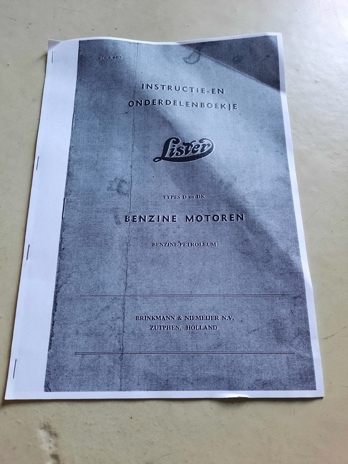 kopie instructie en onderdelen boek lister motoren, Ophalen of Verzenden, Zo goed als nieuw, Catalogus