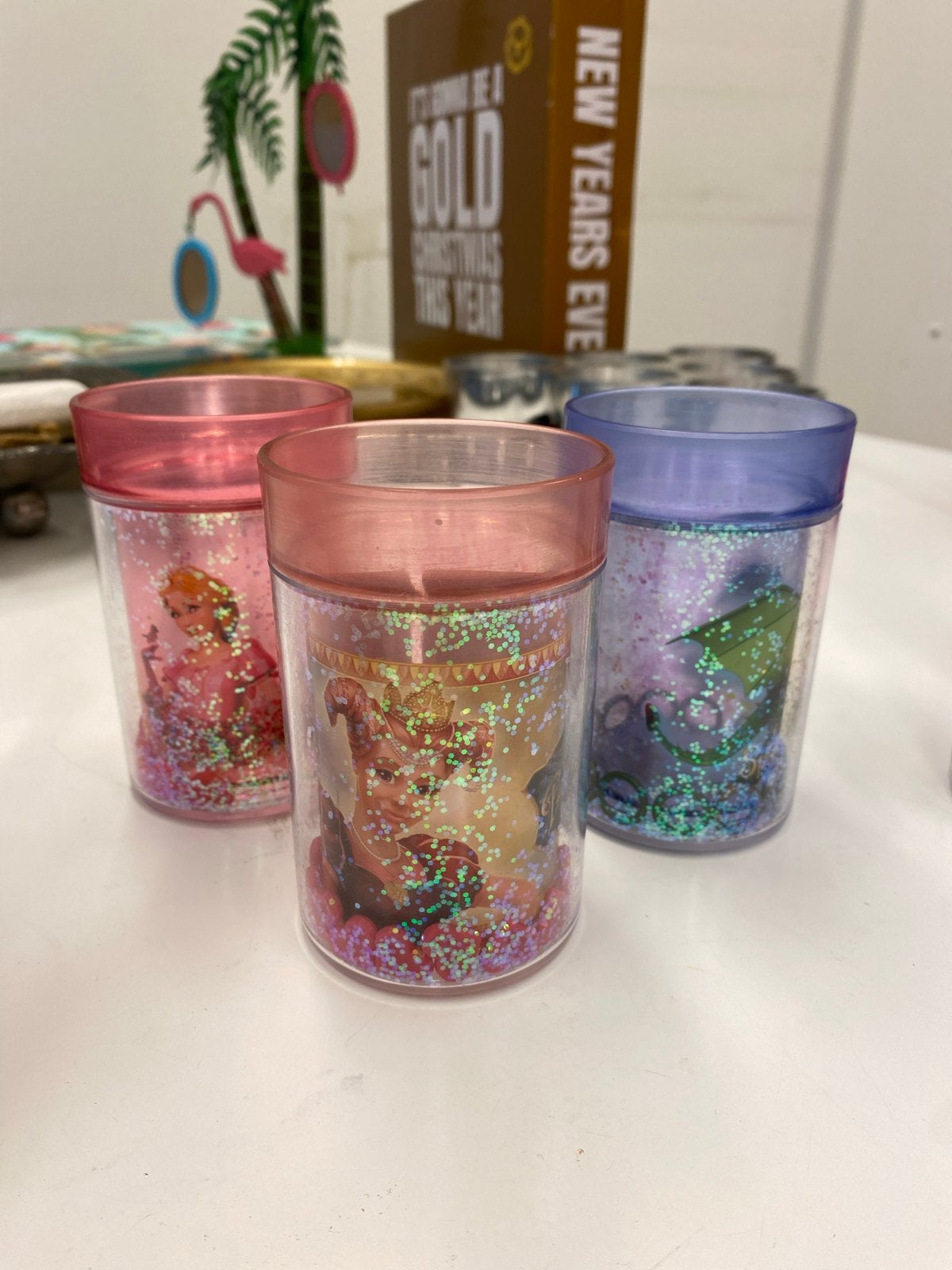 Efteling bekers collectables met glitters, Ophalen of Verzenden, Gebruikt, Gebruiksvoorwerp