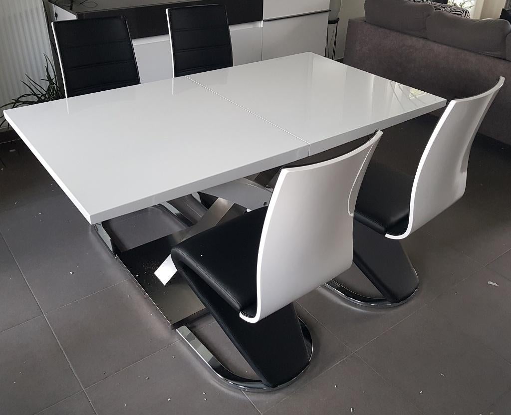 VOORAAD Hoogglans witte design eetkamerstoelen Sandor NIEUW, Huis en Inrichting, Stoelen, Zwart, Nieuw, Ophalen of Verzenden, Overige materialen