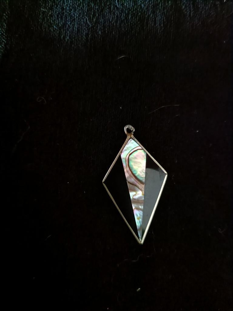 Zilveren 925 Hanger met Abalone Inleg uit Mexico, Gebruikt, Overige voorstellingen, Ophalen of Verzenden, Met edelsteen