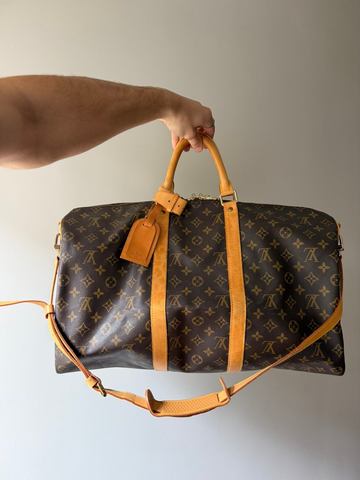 Louis Vuitton Keepall 50 Bandoulière, 40 tot 60 cm, 30 cm of meer, Bruin, Minder dan 35 cm